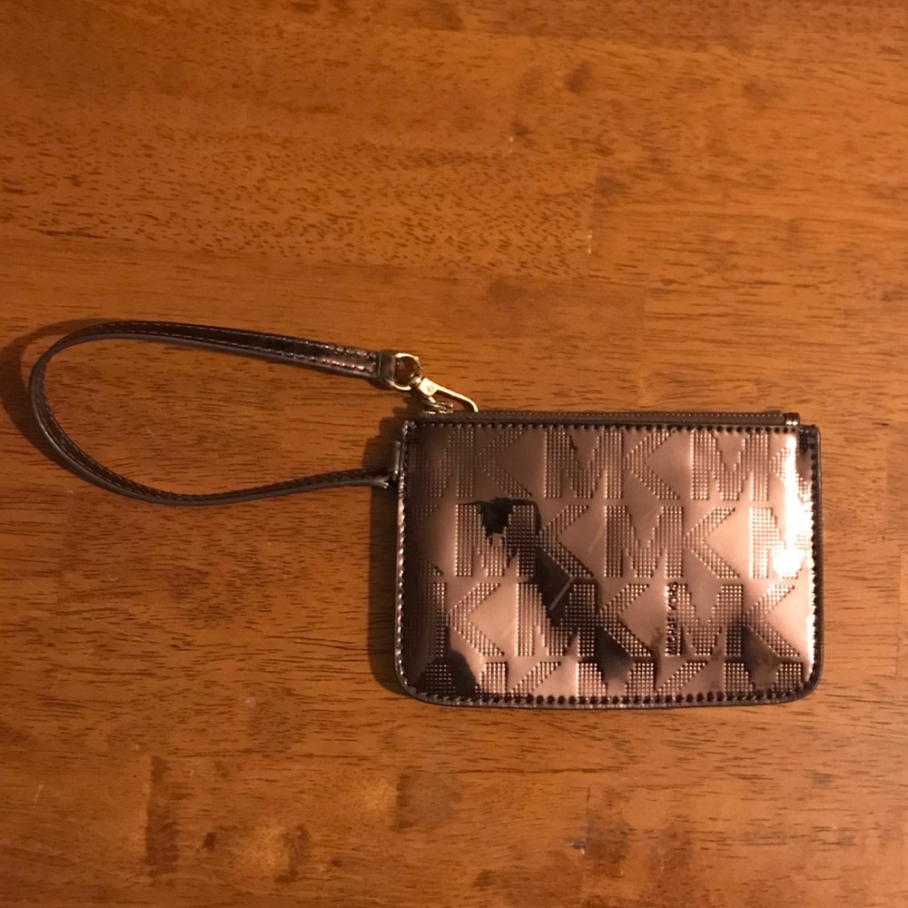Michael Kors shiny brown wristlet